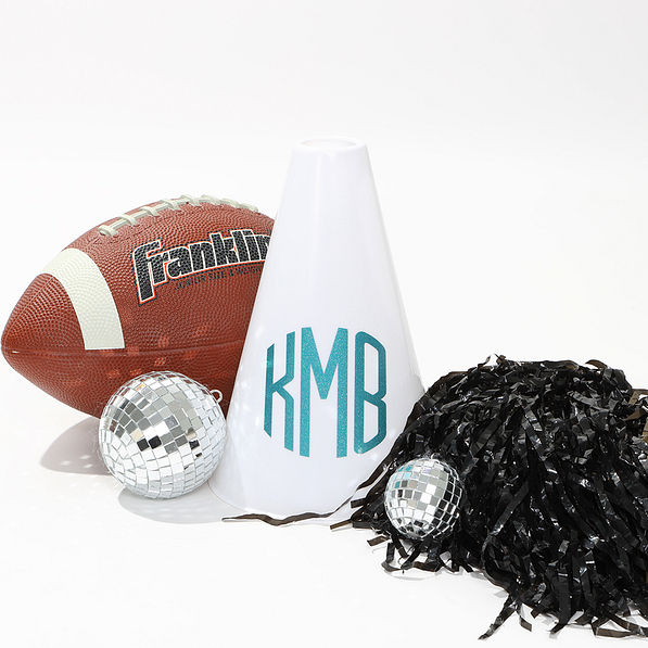 cheer vibes - glitter vinyl decal sticker on a megaphone