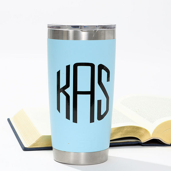 circle vinyl decal sticker on coffee tumbler