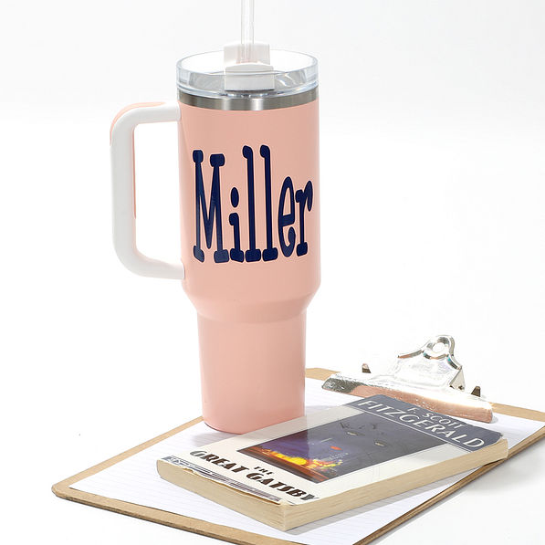 4 inch name option on tumbler with handle - teacher vibes