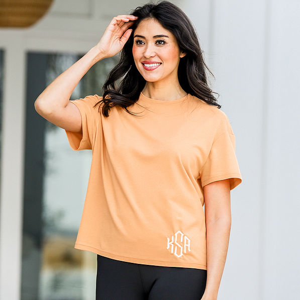 monogrammed short sleeve tee in sherbert
