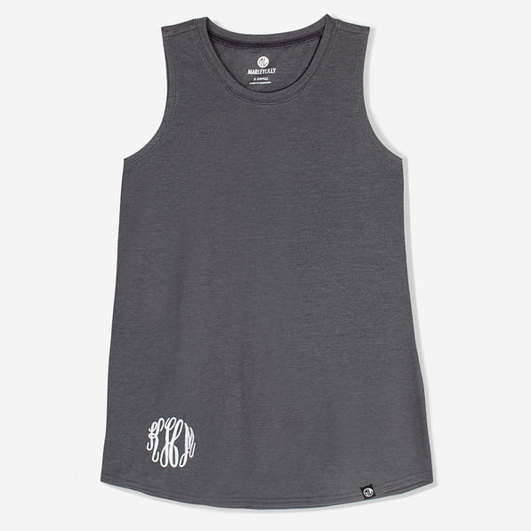 Monogrammed Basic Tank Top - Heathered Charcoal