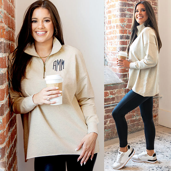 Personalized quarter zipper pullover