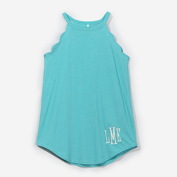 Monogrammed Scallop High-Neck Tank Top - Marleylilly