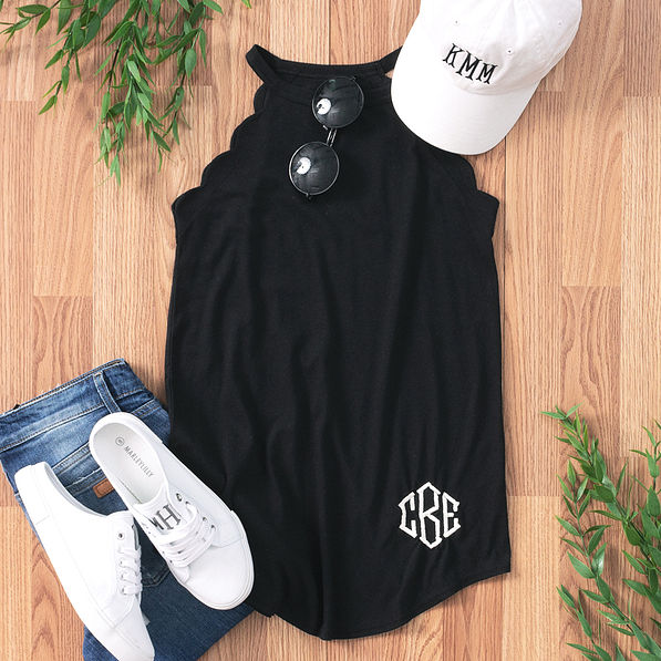 Monogrammed Scallop HighNeck Tank Top Marleylilly