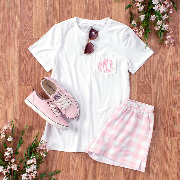 gingham shorts lounge outfit