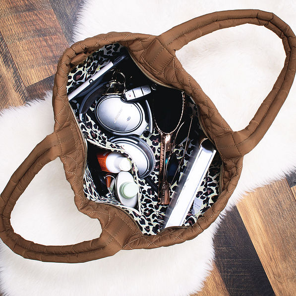 Inside of Hickory Diamond Quilted Tote