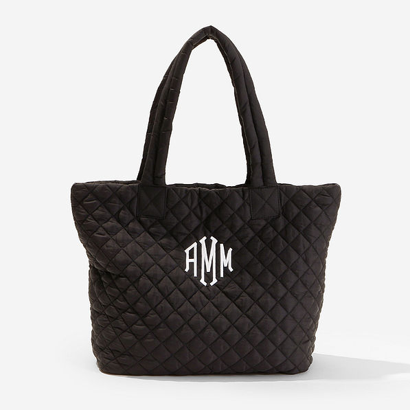 Monogrammed Diamond Quilted Tote