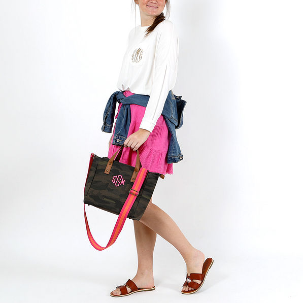 Personalized Printed Crossbody Strap Tote