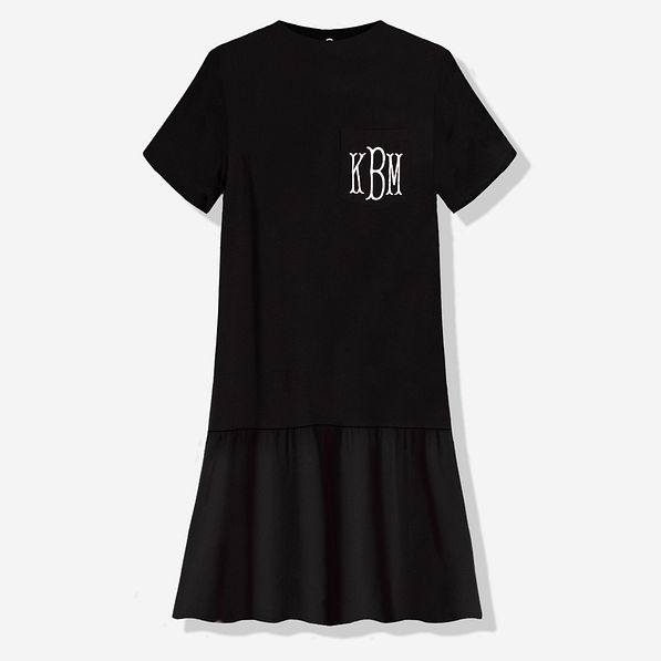Monogrammed Ruffle Dress in Black
