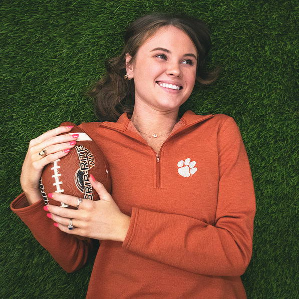 orange clemson tigers pullover sweatshirt with football
