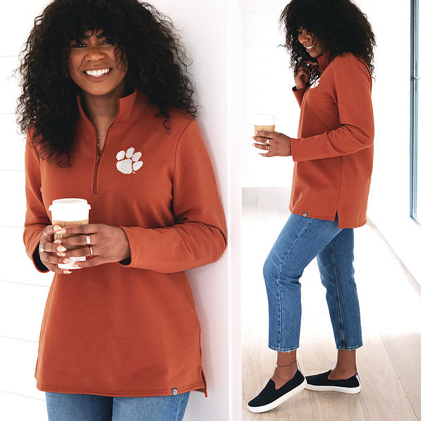 clemson pullover sweatshirt with jeans