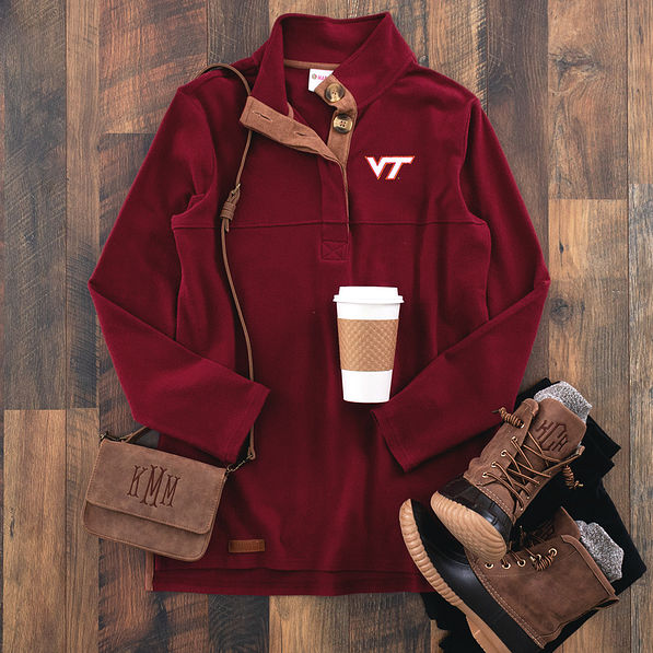 va tech popover with stadium approved crossbody and duck boots