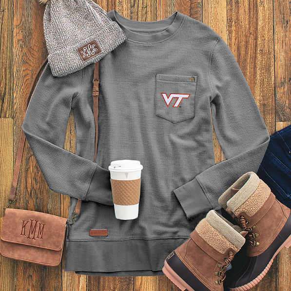 charcoal virginia tech corded sweatshirt outfit