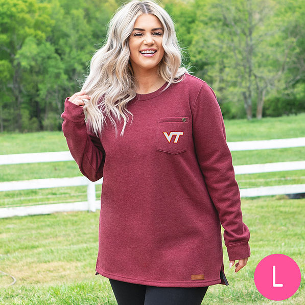 virginia tech crewneck sweatshirt lifestyle in field