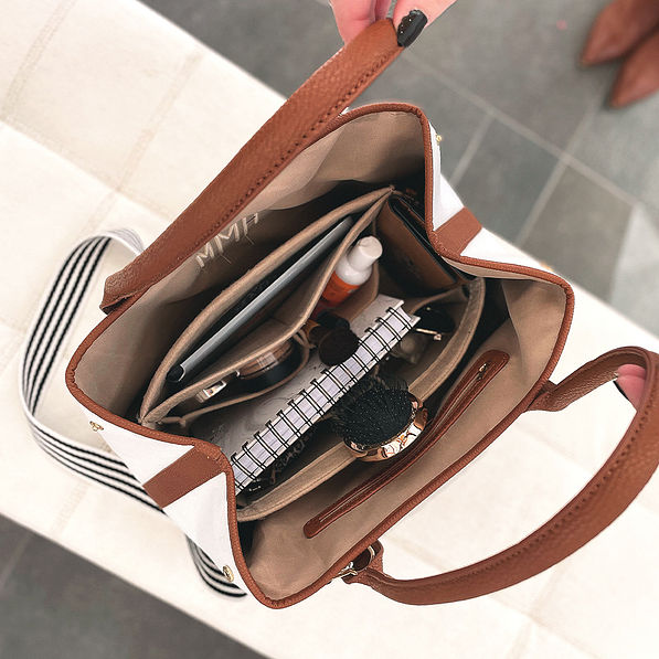 inside monogrammed expandable purse with tote organizer