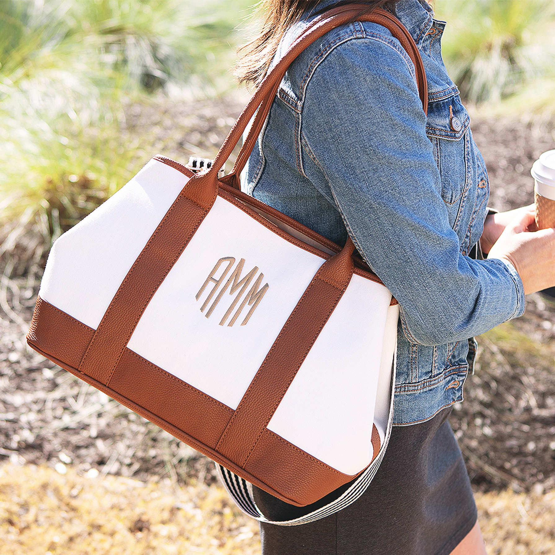 Monogrammed Expandable Purse with Crossbody Strap