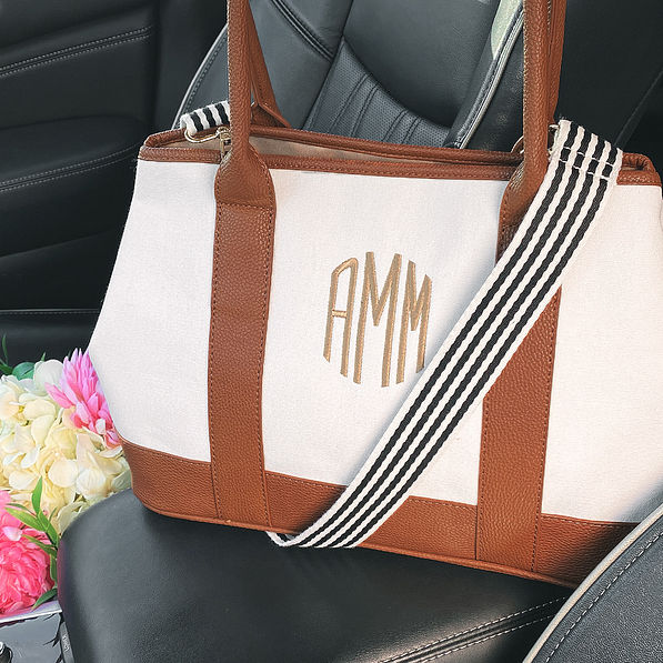 Monogrammed Expandable Purse with Crossbody Strap