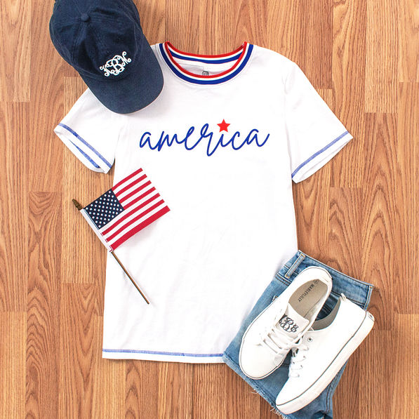 america tee ootd with sneakers