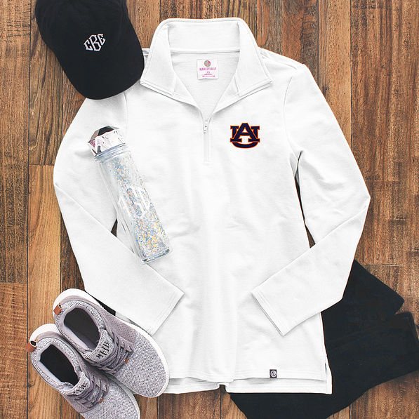 white pullover sweatshirt with auburn tigers logo