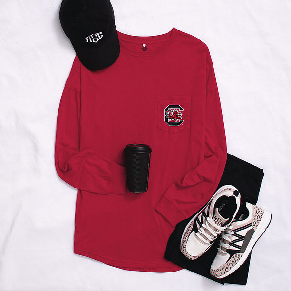 south carolina long sleeve shirt in crimson ootd