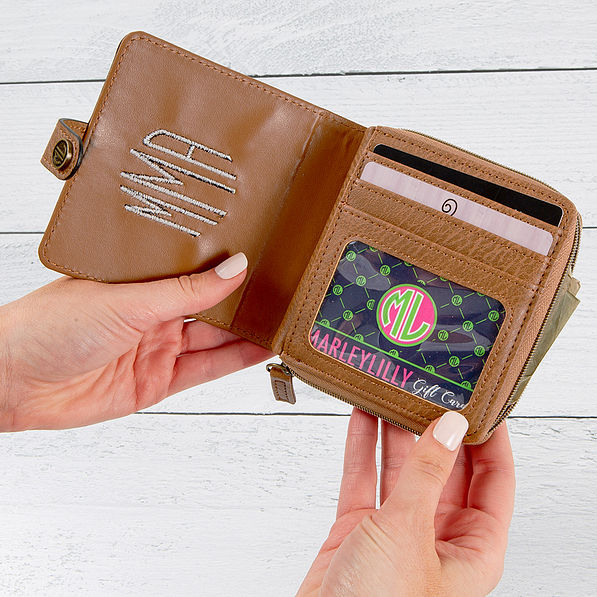 Monogrammed Square Wallet Card Slots