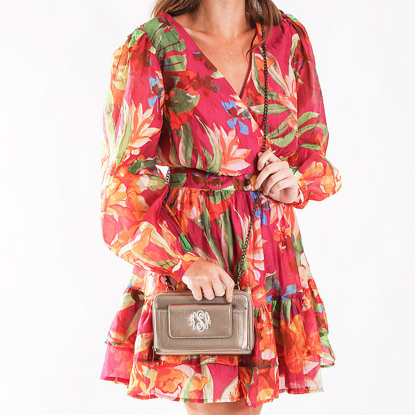 champagne wallet wristlet with crossbody chain