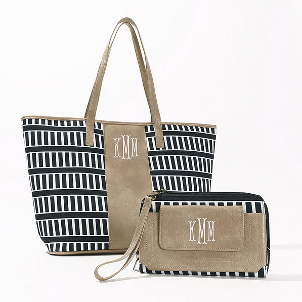 Monogrammed Black Stripes Collection