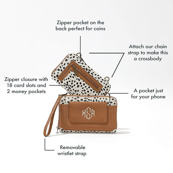 monogrammed phone wallet wristlet