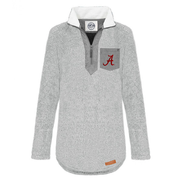 alabama light gray sherpa pullover tunic