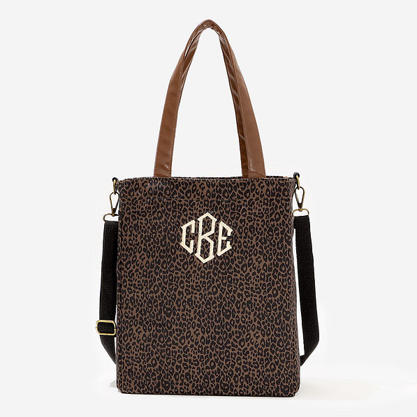 Monogrammed Canvas Bag in Dark Leopard