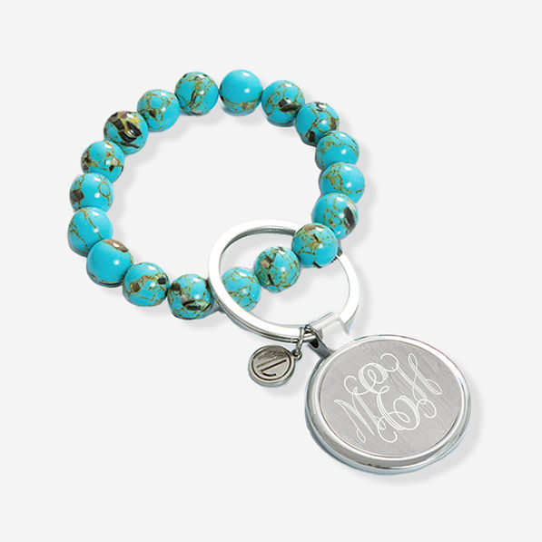Monogrammed Marble Key Ring - Mint