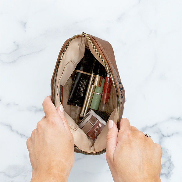 inside of personalized cosmetic bag