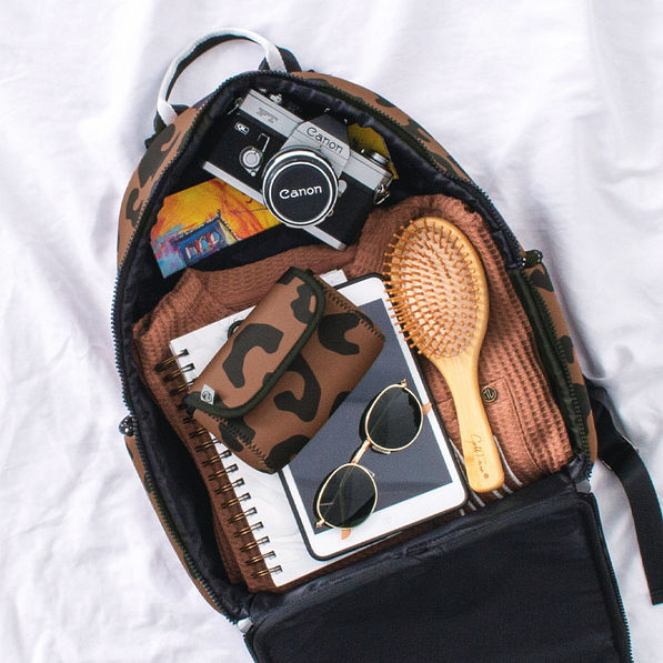 hickory leopard neoprene backpack inside shot