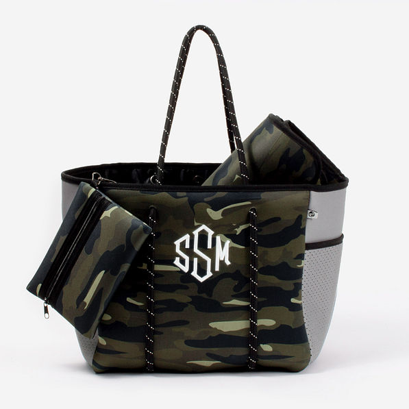 Monogrammed Neoprene Diaper Bag in Camo