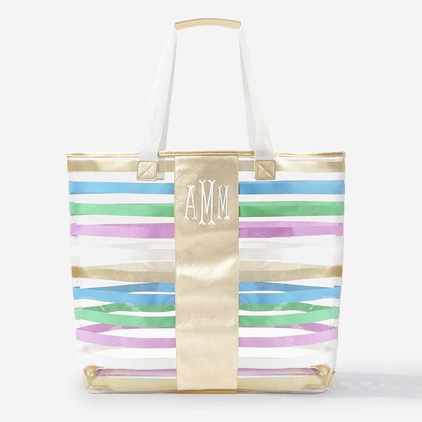 Clear Beach Bag Letter Graphic PVC Neon Pink