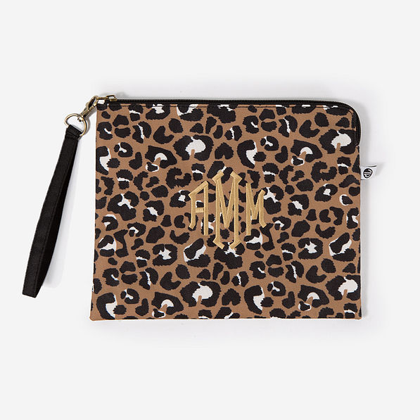 Monogrammed Wristlet Pouch - Cheetah