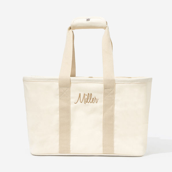 Monogrammed Market Basket in Solid Ivory