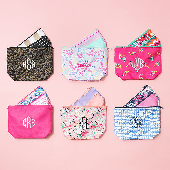 Monogrammed Packable Cosmetic Bags