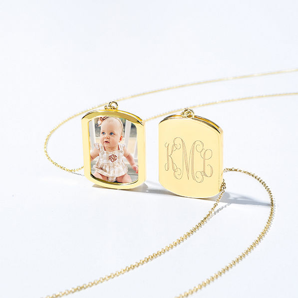 Monogrammed Reversible Pendant Locket in Gold