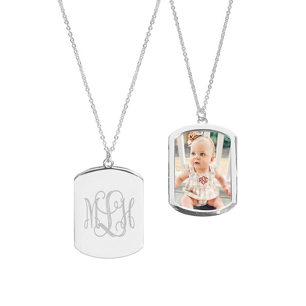 Monogrammed Reversible Pendant Locket in Silver