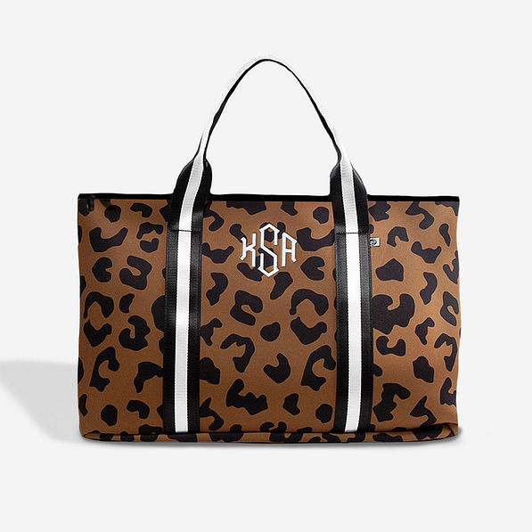 Monogrammed Neoprene Carry On Bag in Hickory Leopard