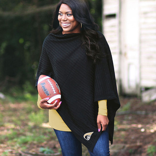anderson trojans poncho in black with gold top