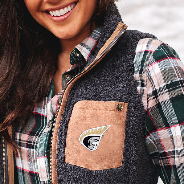 Sherpa Vest Anderson Charcoal suede pocket