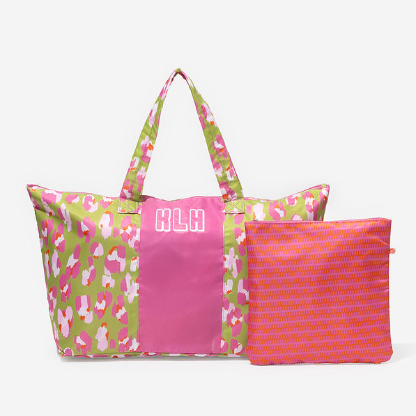 Monogrammed Packable Weekend Duffel Bag in Petal Leopard