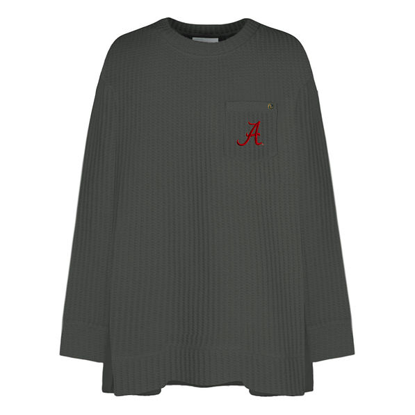 alabama waffle crewneck sweatshirt in charcoal