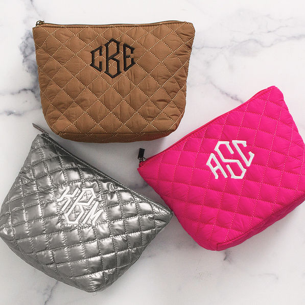 Monogrammed Quilted Cosmetic Case - Marleylilly