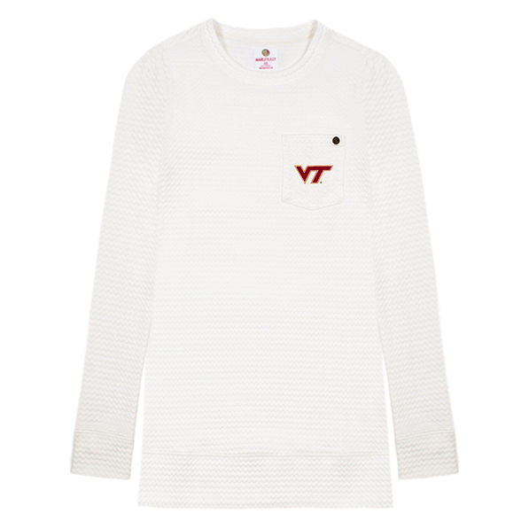 virginia tech quilted sweatshirt in ivory
