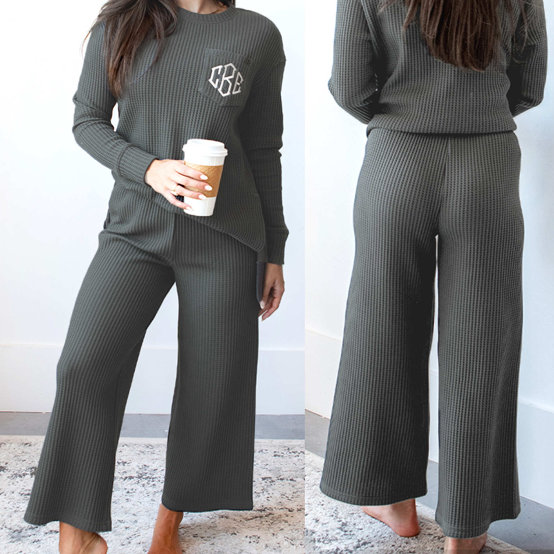 Waffle Knit Wide Leg Pants - From Marleylilly