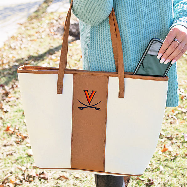virginia cavaliers logo stripe canvas tote