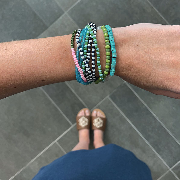 blue twisted bead bracelet- ootd